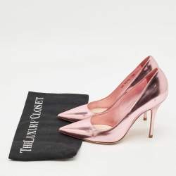 Pre Owned Dior Metallic Pink Leather Cherie Pointed-Toe Pumps Size 36