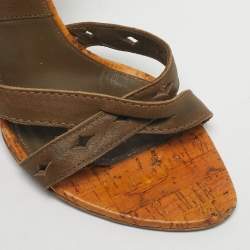 Pre Owned Dior Two Tone Leather Gaucho Wedge Ankle Strap Sandals Size 37