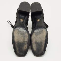Pre Owned Dior Black Lace and Suede Naughtily D Ankle Length Boots Size 38.5