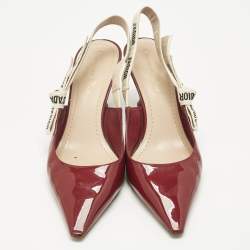 Pre Owned Dior Red Patent Leather J'Adior Slingback Pumps Size 39