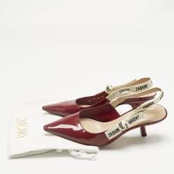 Pre Owned Dior Red Patent Leather J'Adior Slingback Pumps Size 39