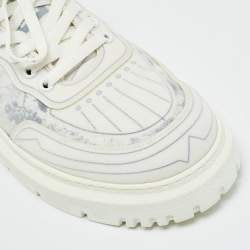 Pre Owned Dior Blue/White Canvas Dior Addict Lace Up Sneakers Size 40.5