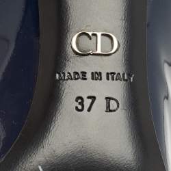 Pre Owned Dior Navy Blue Patent Leather Dianeme Crystal Embellished Pumps Size 37