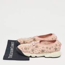 Pre Owned Dior Pink Mesh Fusion Slip On Sneakers Size 40