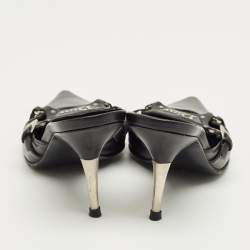 Pre Owned Dior Black Leather Pointed Toe Mules Size 36.5