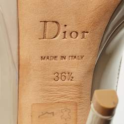 Pre Owned Dior Grey Patent Leather Peep Toe Platform Pumps Size 36.5
