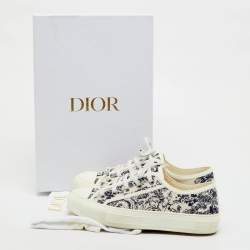 Pre Owned Dior Navy Blue/White Embroidered Canvas Walk'n'Dior Low Top Sneakers Size 37.5