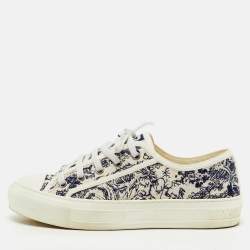 Pre Owned Dior Navy Blue/White Embroidered Canvas Walk'n'Dior Low Top Sneakers Size 37.5