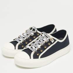 Pre Owned Dior Black/White Canvas Walk'n'Dior Low Top Sneakers Size 37.5