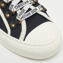 Pre Owned Dior Black/White Canvas Walk'n'Dior Low Top Sneakers Size 37.5