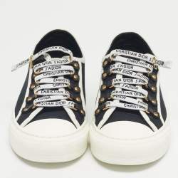 Pre Owned Dior Black/White Canvas Walk'n'Dior Low Top Sneakers Size 37.5