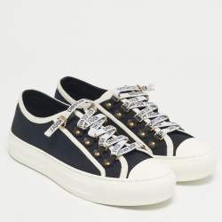 Pre Owned Dior Black/White Canvas Walk'n'Dior Low Top Sneakers Size 37.5