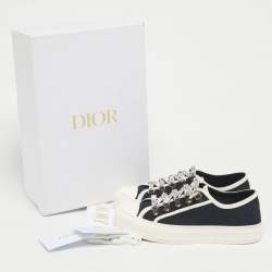 Pre Owned Dior Black/White Canvas Walk'n'Dior Low Top Sneakers Size 37.5