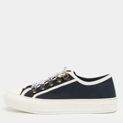 Pre Owned Dior Black/White Canvas Walk'n'Dior Low Top Sneakers Size 37.5
