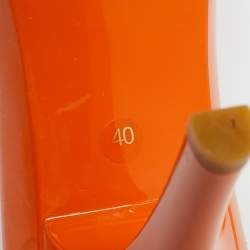 Pre Owned Dior Orange/Beige Monogram Canvas and Leather Slide Sandals Size 40