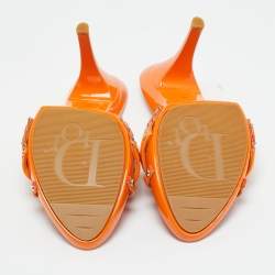 Pre Owned Dior Orange/Beige Monogram Canvas and Leather Slide Sandals Size 40