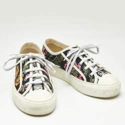 Pre Owned Dior Multicolor Floral Embroidered Canvas Walk'n'Dior Sneakers Size 37.5