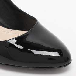 Pre Owned Dior Black Patent Leather Embellished Block Heel Pumps Size 39.5