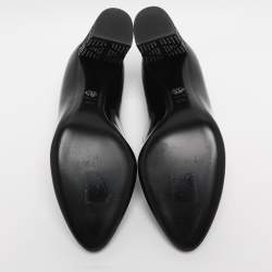 Pre Owned Dior Black Patent Leather Embellished Block Heel Pumps Size 39.5