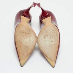 Pre Owned Dior Burgundy Patent Leather Dioressence Pointed Toe Pumps Size 37.5