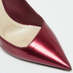 Pre Owned Dior Burgundy Patent Leather Dioressence Pointed Toe Pumps Size 37.5