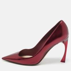 Pre Owned Dior Burgundy Patent Leather Dioressence Pointed Toe Pumps Size 37.5