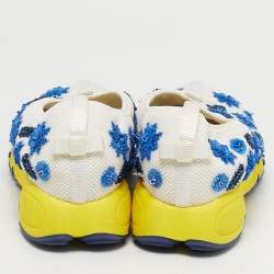 Pre Owned Dior White/Blue Mesh Embellished Fusion Sneakers Size 37