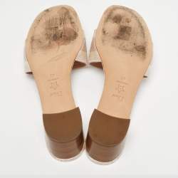 Pre Owned Dior Pink Embroidered Canvas Dway Slide Sandals Size 42