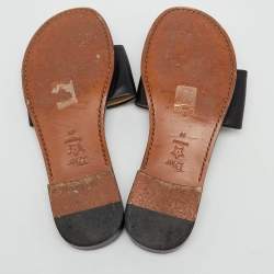 Pre Owned Dior Black Leather Diorevolution Logo Flat Slide Sandals Size 39