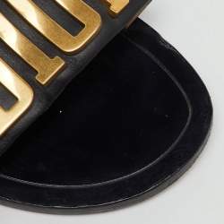 Pre Owned Dior Black Leather Diorevolution Logo Flat Slide Sandals Size 39