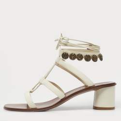 Pre Owned Dior Cream Leather Gladiator Sandals Size 38