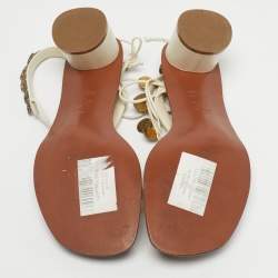 Pre Owned Dior Cream Leather Gladiator Sandals Size 38