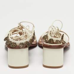 Pre Owned Dior Cream Leather Gladiator Sandals Size 38