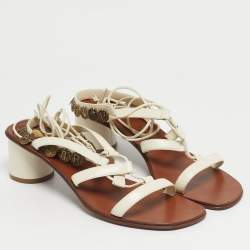 Pre Owned Dior Cream Leather Gladiator Sandals Size 38