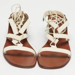 Pre Owned Dior Cream Leather Gladiator Sandals Size 38