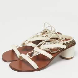 Pre Owned Dior Cream Leather Gladiator Sandals Size 38