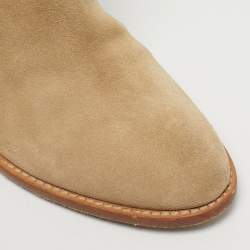 Pre Owned Dior Beige Suede Ankle Length Boots Size 36.5