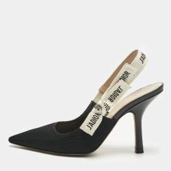 Pre Owned Dior Black Canvas J'Adior Slingback Pumps Size 37