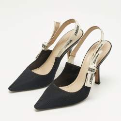 Pre Owned Dior Black Canvas J'Adior Slingback Pumps Size 37