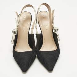 Pre Owned Dior Black Canvas J'Adior Slingback Pumps Size 37