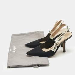Pre Owned Dior Black Canvas J'Adior Slingback Pumps Size 37