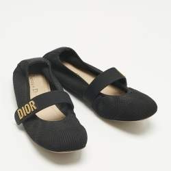 مملوكة مسبقًا Dior Black Knit Fabric Mary Jane Ballet Flats Size 37.5