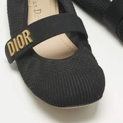 مملوكة مسبقًا Dior Black Knit Fabric Mary Jane Ballet Flats Size 37.5