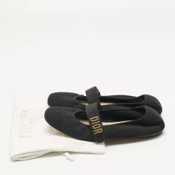 مملوكة مسبقًا Dior Black Knit Fabric Mary Jane Ballet Flats Size 37.5