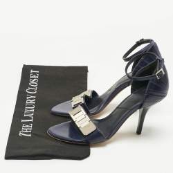 Pre Owned Dior Navy Blue Leather Open Toe Ankle Strap Sandals Size 35