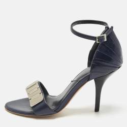 Pre Owned Dior Navy Blue Leather Open Toe Ankle Strap Sandals Size 35