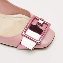 Pre Owned Dior Pale Pink Leather Buckle Detail Pumps Size 37.5