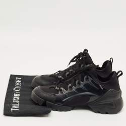 Pre Owned Dior Black Neoprene and PVC D-Connect Low Top Sneakers Size 38.5