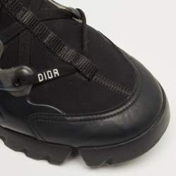 Pre Owned Dior Black Neoprene and PVC D-Connect Low Top Sneakers Size 38.5