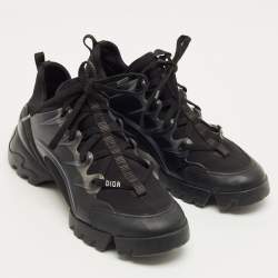 Pre Owned Dior Black Neoprene and PVC D-Connect Low Top Sneakers Size 38.5
